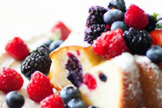 Heavenly Angel Food Cake Topped with Fresh Berries Bliss