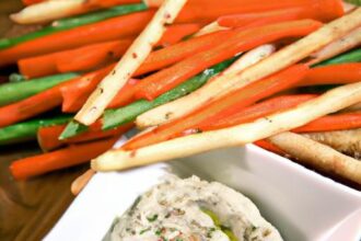 Creamy White Bean Dip Paired with Crisp Veggie Sticks
