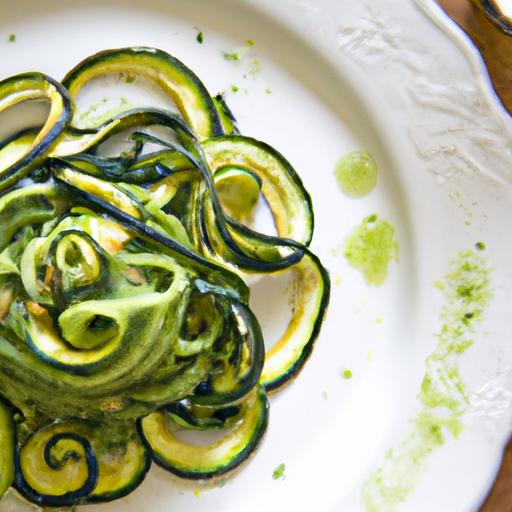 Zesty Spiralized ‌Zucchini with Fresh Homemade ‌Pesto Flair